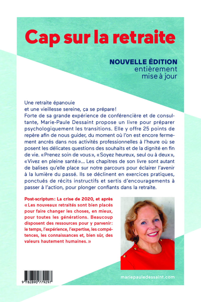 La retraite en vue? Quoi faire? Comment passer le cap? Repenser sa retraite, réinventer sa vie et la vivre pleinement. Quoi faire, alors pour la créer à notre mesure. Pour savourer la vie devant soi? Éviter les pièges et surmonter les difficultés? Quelles activités choisir pour vivre une retraite heureuse et épanouie?