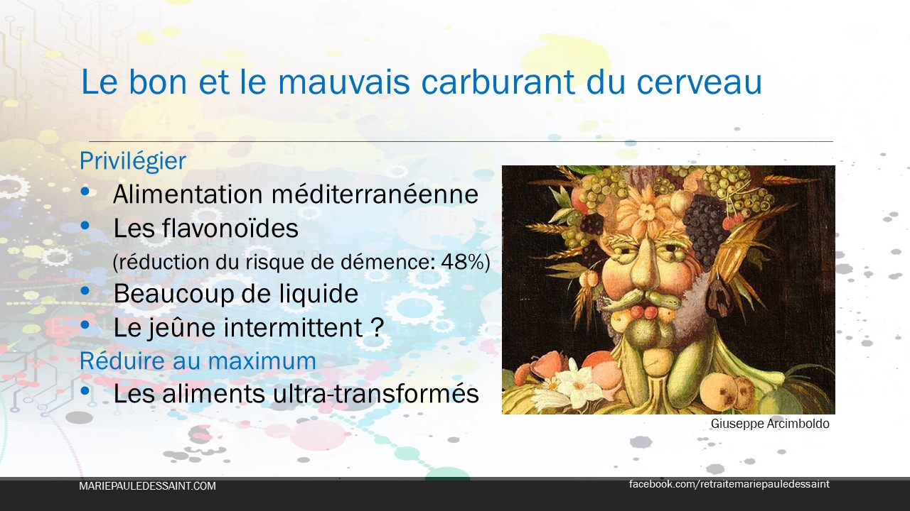 Le bon et le mauvais carburant du cerveau et par conséquent de la mémoire. Privilégier aussi les flavonoides